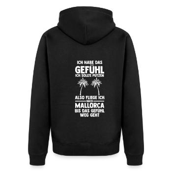Party Urlaub Mallorca - Unisex Premium Bio Zip Hoodie - Schwarz - Hinten - Nico (187cm)