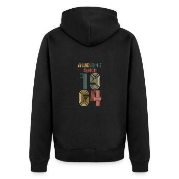 60e anniversaire 1964 - Veste à capuche bio Premium Unisexe - noir - Dos - Nico (187cm)