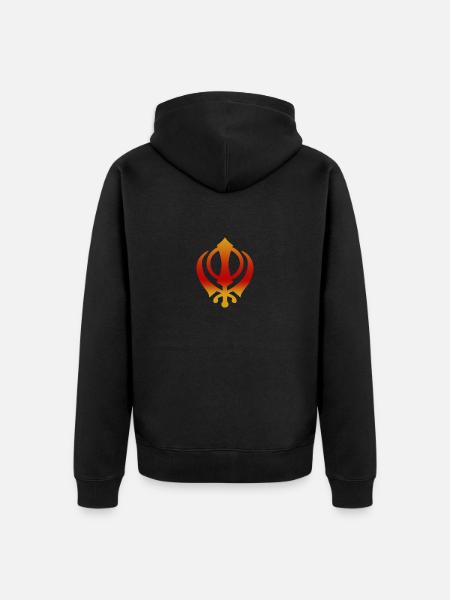 Khanda - Gold Red Mix - Unisex Premium Organic Zip Hoodie - black