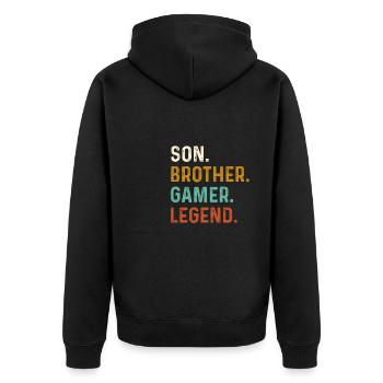 Son Brother Video Gamer Legend Gaming - Unisex Premium Organic Zip Hoodie - black - Back - Nico (187cm)