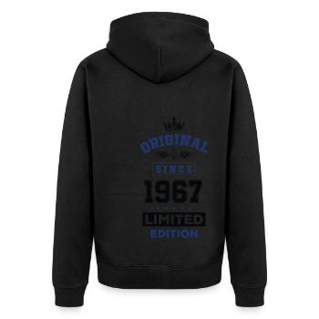 1967 limited edition Geburtstag - Unisex Premium Bio Zip Hoodie - Schwarz - Hinten - Nico (187cm)