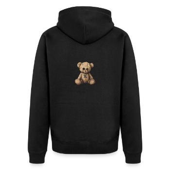 Genähte Stille - Unisex Premium Bio Zip Hoodie - Schwarz - Hinten - Nico (187cm)