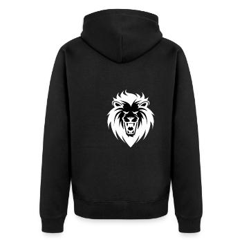 Roaring Lion Head Tattoo Style Elegant Mane - Unisex Premium Organic Zip Hoodie - black - Back - Nico (187cm)