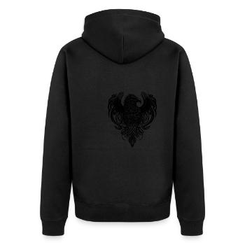 Adler Kopf im Tattoo Cartoon Style Logo - Unisex Premium Bio Zip Hoodie - Schwarz - Hinten - Nico (187cm)