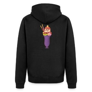 Eis Speiseeis Eiskrem Eiscreme Kugeleis Eisbecher - Unisex Premium Bio Zip Hoodie - Schwarz - Hinten - Nico (187cm)
