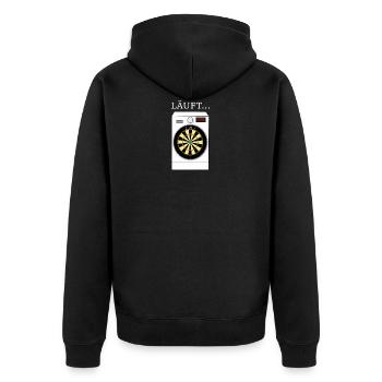 Darts Waschmaschine - Unisex Premium Bio Zip Hoodie - Schwarz - Hinten - Nico (187cm)