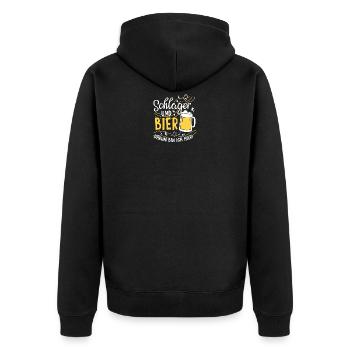 Schlager Und Bier Darum Bin Ich Hier | Schlagerpar - Unisex Premium Bio Zip Hoodie - Schwarz - Hinten - Nico (187cm)