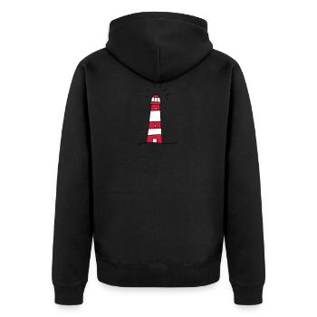 Leuchtturm - Unisex Premium Bio Zip Hoodie - Schwarz - Hinten - Nico (187cm)