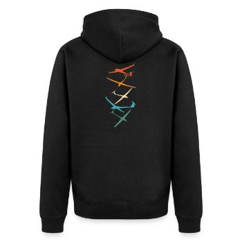 Gliders | Gliding Pilot Thermal Gifts - Unisex Premium Organic Zip Hoodie - black - Back - Nico (187cm)