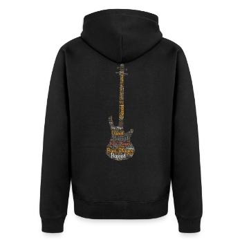 Bass Guitar Word Cloud for Bassist Bass Player - Unisex Premium Organic Zip Hoodie - black - Back - Nico (187cm)