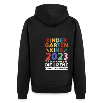 Kindergarten 2023 Anfang Kita-Kind Geschenk - Unisex Premium Bio Zip Hoodie - Schwarz - Hinten - Nico (187cm)