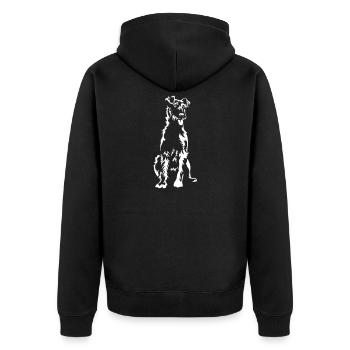 Irish Terrier "Black Edition" - Unisex Premium Bio Zip Hoodie - Schwarz - Hinten - Nico (187cm)