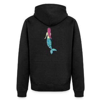 meerjungfrau impressionismus - Unisex Premium Bio Zip Hoodie - Schwarz - Hinten - Nico (187cm)