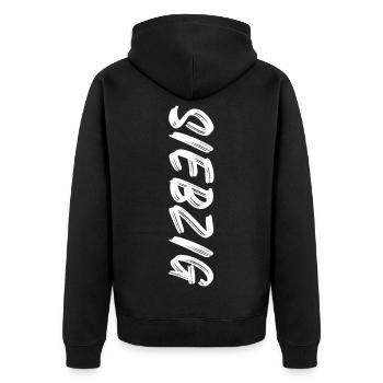 70 / Siebzig / 70. Geburtstag - Unisex Premium Bio Zip Hoodie - Schwarz - Hinten - Nico (187cm)