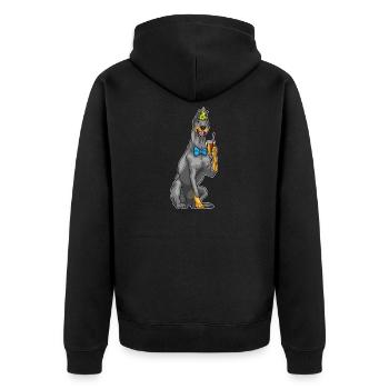 Dobermann Geburtstag Partyhut - Unisex Premium Bio Zip Hoodie - Schwarz - Hinten - Nico (187cm)