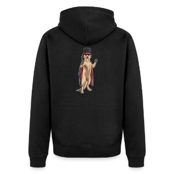 Meerkat Wizard Wand - Unisex Premium Organic Zip Hoodie - black - Back - Nico (187cm)