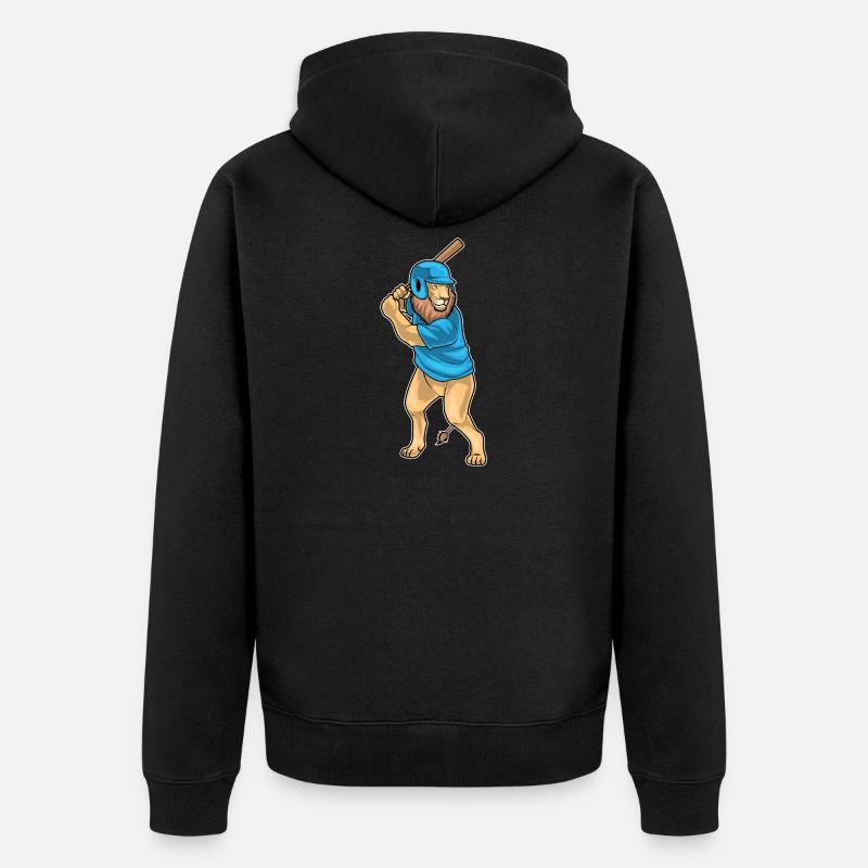 Lion Baseball Batte de Baseball - Veste à capuche bio Premium Unisexe - noir