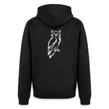 Eule – Mystisches  Natur Design - Unisex Premium Bio Zip Hoodie - Schwarz - Hinten - Nico (187cm)