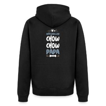 Offizieller Chow Chow Papa - Unisex Premium Bio Zip Hoodie - Schwarz - Hinten - Nico (187cm)