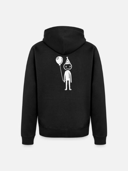Feierliche Minimalfigur mit Ballon - Unisex Premium Bio Zip Hoodie - Schwarz