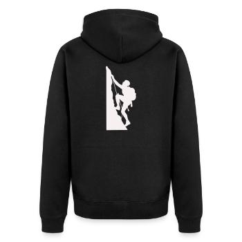Klettersilhouette am Felsen - Unisex Premium Bio Zip Hoodie - Schwarz - Hinten - Nico (187cm)