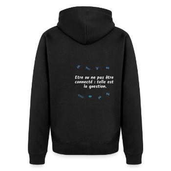 Etre ou ne pas être connecté telle est la question - Veste à capuche bio Premium Unisexe - noir - Dos - Nico (187cm)