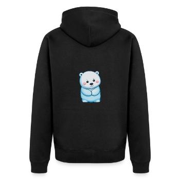 Totally cute polar bear - Unisex Premium Organic Zip Hoodie - black - Back - Nico (187cm)