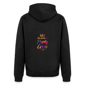 Amsterdam Party Crew Bunt - Unisex Premium Bio Zip Hoodie - Schwarz - Hinten - Nico (187cm)