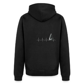 Windsurfing Herzschlag Windsurfer Wind Wasser - Unisex Premium Bio Zip Hoodie - Schwarz - Hinten - Nico (187cm)