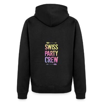 Swiss Party Crew Bunt Schweiz - Unisex Premium Organic Zip Hoodie - black - Back - Nico (187cm)