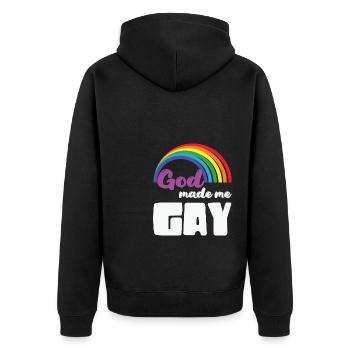 LBGT Flag Gay Pride Dieu humain m’a fait gay - Veste à capuche bio Premium Unisexe - noir - Dos - Nico (187cm)