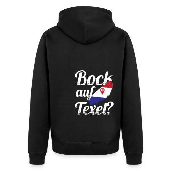 Bock auf Texel Nordholland Niederland Urlaub Insel - Unisex Premium Bio Zip Hoodie - Schwarz - Hinten - Nico (187cm)