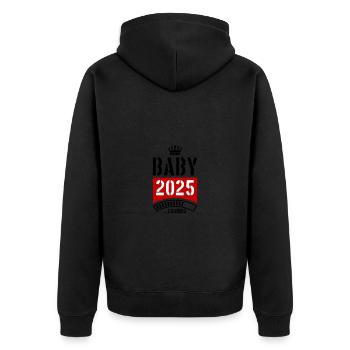 Baby 2025 Loading - Unisex Premium Bio Zip Hoodie - Schwarz - Hinten - Nico (187cm)