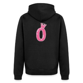 0 crown - Unisex Premium Organic Zip Hoodie - black - Back - Nico (187cm)