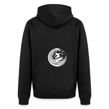 Cool surfer surfing in the wave - Unisex Premium Organic Zip Hoodie - black - Back - Nico (187cm)