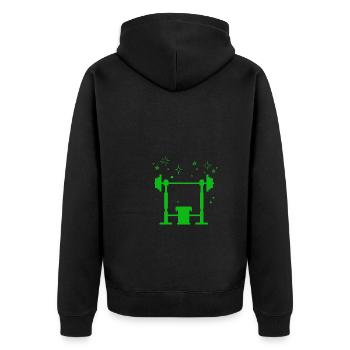 Bodybuilding - Gewichtheben - Fitness - Workout - Unisex Premium Bio Zip Hoodie - Schwarz - Hinten - Nico (187cm)