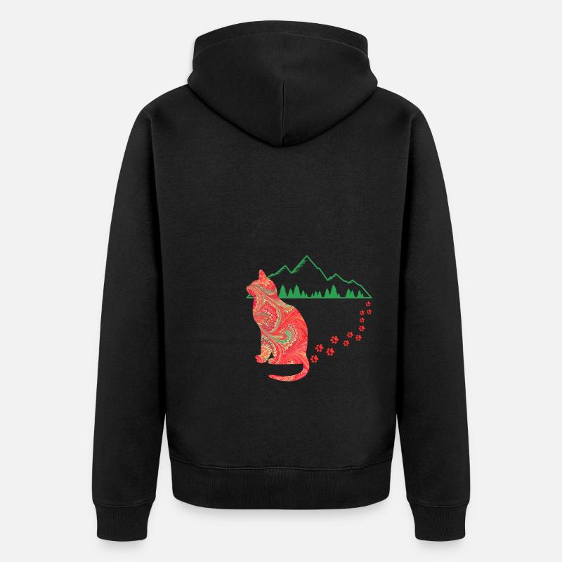 katze mit spuren e 91 - Unisex Premium Bio Zip Hoodie - Schwarz