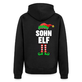 Weinachten Weihnachtself Sohn Elf Elfen - Unisex Premium Bio Zip Hoodie - Schwarz - Hinten - Nico (187cm)
