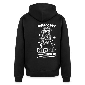 Hippie Hund - Unisex Premium Bio Zip Hoodie - Schwarz - Hinten - Nico (187cm)