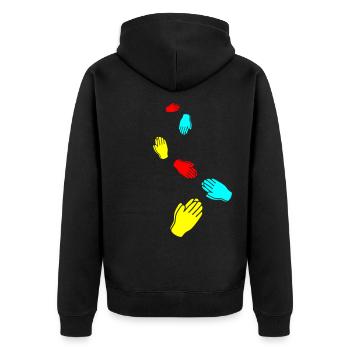 Hands symbol - Unisex Premium Organic Zip Hoodie - black - Back - Nico (187cm)