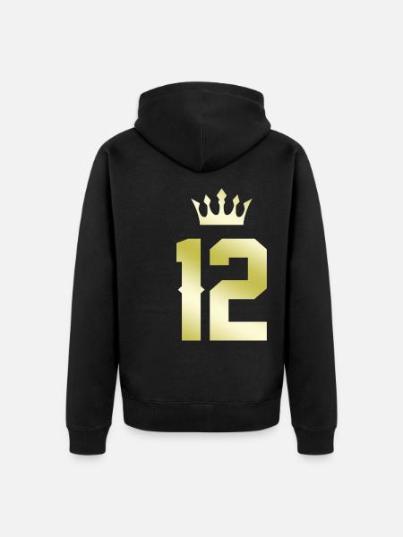 12 Zahl Krone - Unisex Premium Bio Zip Hoodie - Schwarz