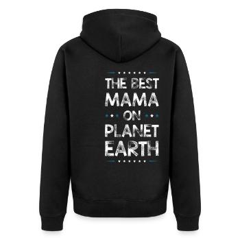Beste Mama Spruch Mutter Mom - Unisex Premium Bio Zip Hoodie - Schwarz - Hinten - Nico (187cm)