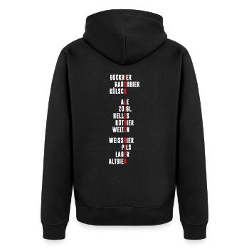 Ich liebe Bier- Lustiges Bier Shirt - Unisex Premium Bio Zip Hoodie - Schwarz - Hinten - Nico (187cm)