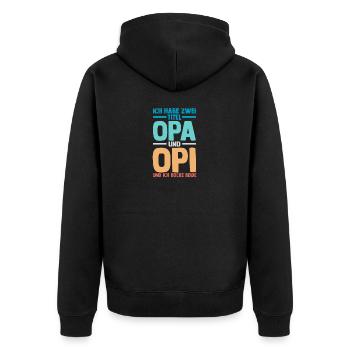 J’ai deux titres : Papi et Maman - Veste à capuche bio Premium Unisexe - noir - Dos - Nico (187cm)