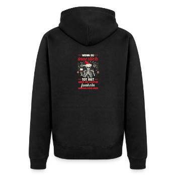 Weihnachtsmann Weihnachten - Unisex Premium Bio Zip Hoodie - Schwarz - Hinten - Nico (187cm)