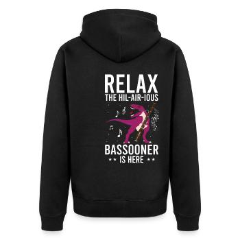 Fagottist für Fagottorchester und Fagottist - Unisex Premium Bio Zip Hoodie - Schwarz - Hinten - Nico (187cm)