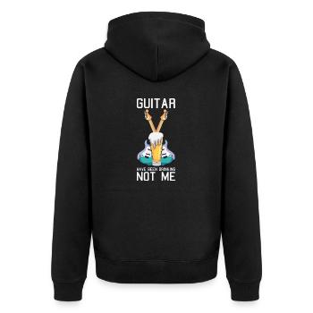 Lustiges E-Gitarren Spruch Motiv und Gitarrist - Unisex Premium Bio Zip Hoodie - Schwarz - Hinten - Nico (187cm)