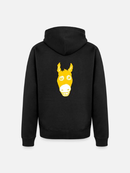 Smiling donkey yellow - Unisex Premium Organic Zip Hoodie - black