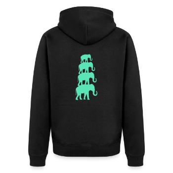 Elephants 01 - Unisex Premium Organic Zip Hoodie - black - Back - Nico (187cm)