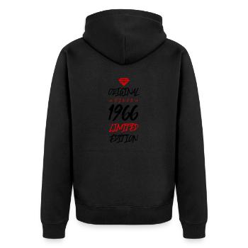 1966 limited edition - Unisex Premium Bio Zip Hoodie - Schwarz - Hinten - Nico (187cm)
